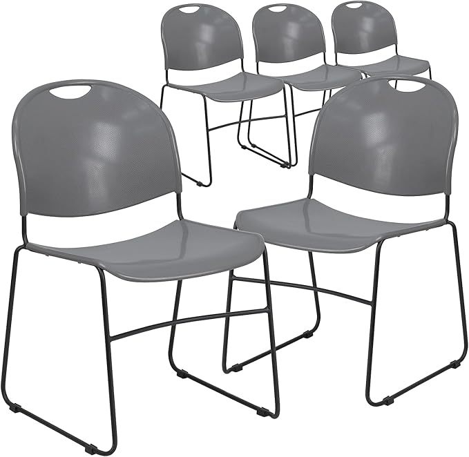 Flash Furniture 5 Pack HERCULES Series 880 lb. Capacity Gray Ultra-Compact