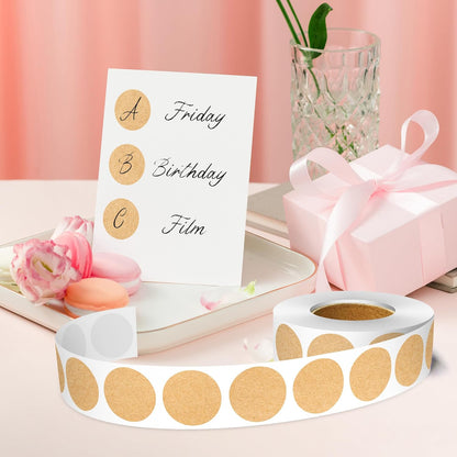 1 Inch Round Color Coding Labels, 1000 Dots Per Roll Kraft Brown Color Coded Dot Stickers, Round Color Dot Labels for Organizing, Filing, and Storage
