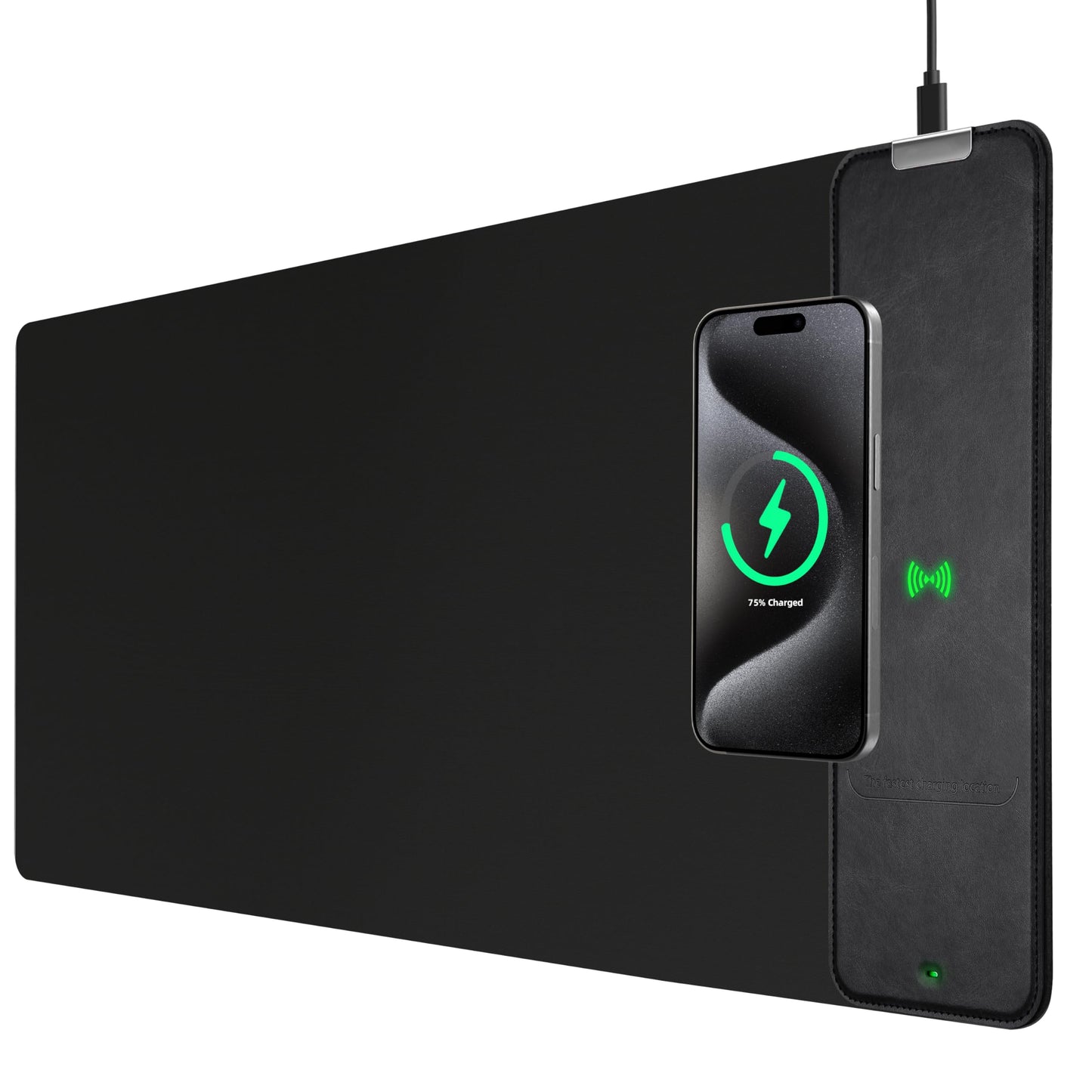 Gaming Mouse Pad, Wireless Charging Mouse Pad Gaming, 31.5"x11.8" Large RGB Desk Mat for Laptop/Computer/Keyboard, 9 Light Modes, Waterproof Smooth Surface, Non-Slip Base, Black