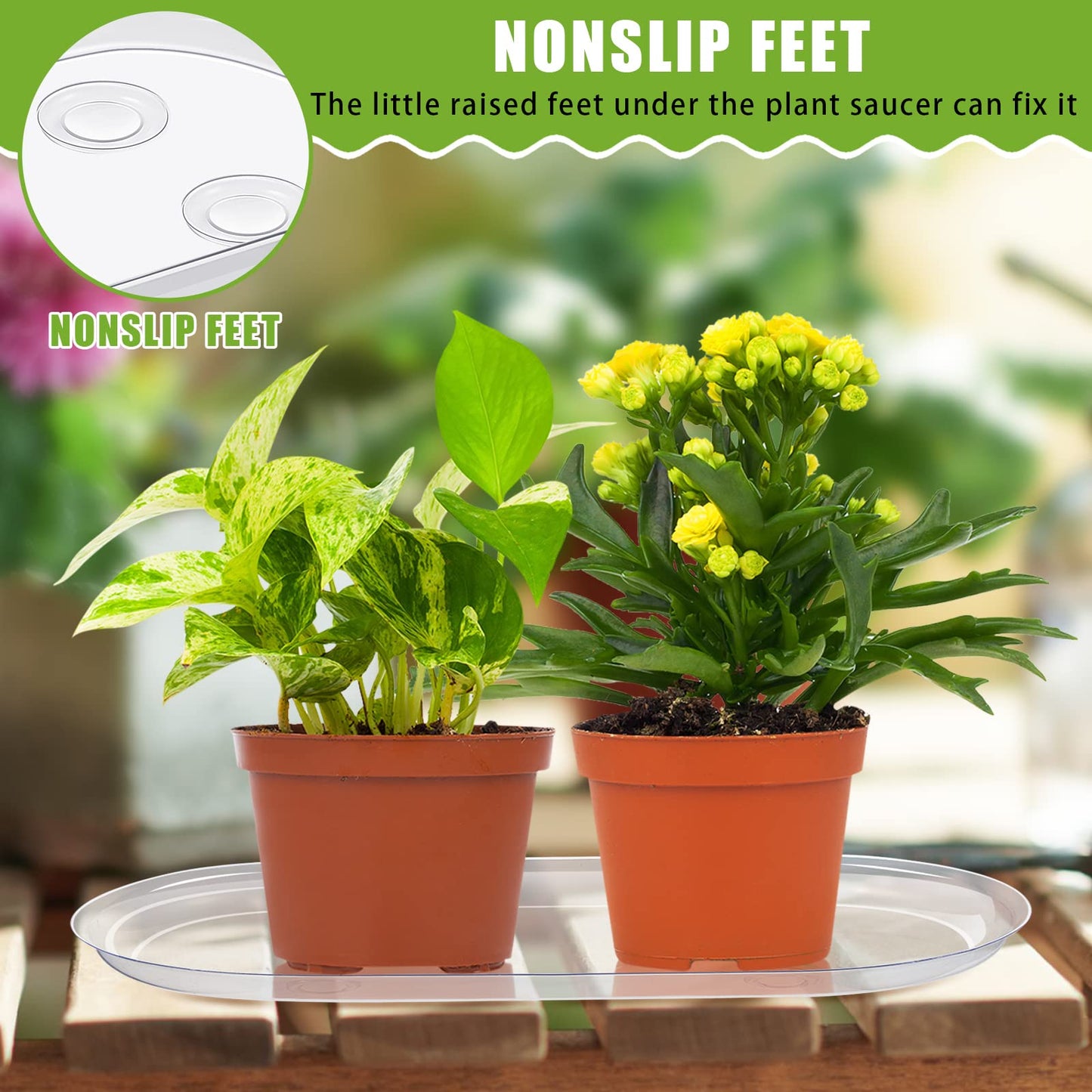 Juexica 10 Pcs 14 x 4.6 Inch Plant Tray Plastic Plant Saucer Window Sill Tray Rectangular Drip Trays Plastic Oval for Indoors Flower Pots for Window Sills and Shelf