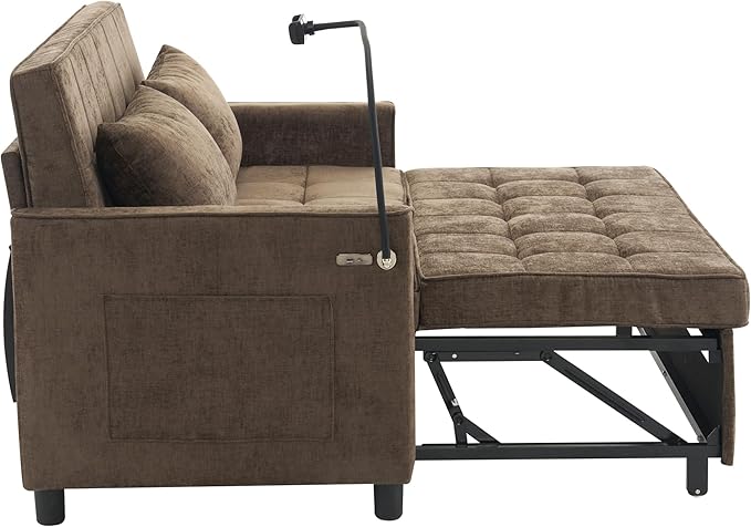 3 in 1 Convertible Sleeper Sofa Bed, 56.9" Small Pull Out Couch Bed