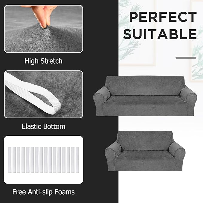 Peryiter 2 Pcs Sofa Covers Couch and Loveseat Covers Set Stretch Sofa Slipcover