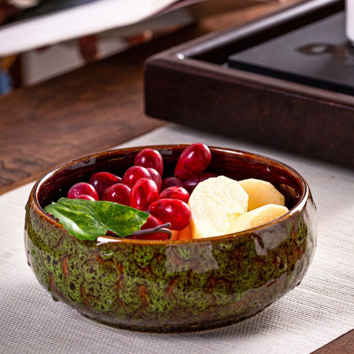 Lotus Bowl Planter, Lotus Bowls for Planting in Water Indoors, Bonsai Bowl Lotus Flower Seeds, Ceramic Planters for Indoor Plants, Applicable to Succulent Plants Hydroponic Plant. (Kiln Turning Blue)