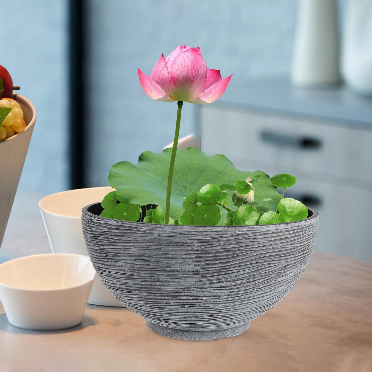 Floating Plant Pot Water Lily Water Planter Large Hydroponic Planter Garden Plant Bowl Flower Planting Container Decoration Accessories Grey Flower Pots