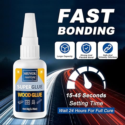 Meuvcol Extra Strong Wood Glue, 100g Fast Drying Clear Wood Adhesive