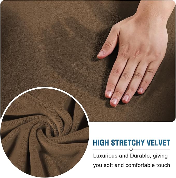 H.VERSAILTEX Real Velvet Plush 3 Piece Stretch Sofa Covers Couch Covers