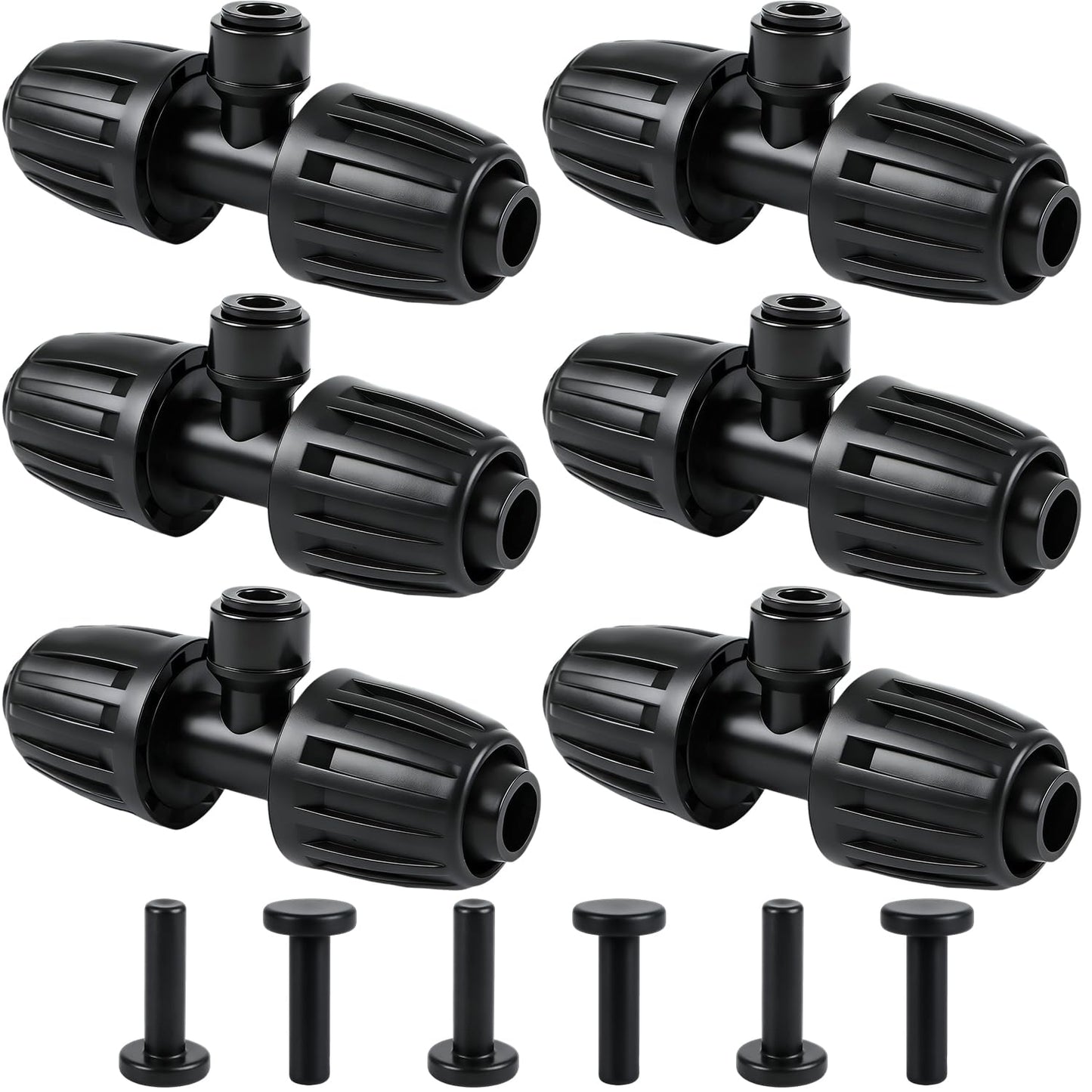 Copadri 6 Pcs Barbed Tee 1/2 Inch To 1/4 Inch Irrigation Tubing Fittings, 1/2 Inch(1/2" ID x 0.65" OD) To 1/4 Inch Quick Connect Irrigation Adapter 16mm Hose Locked T Reducer To 1/4" Water Line