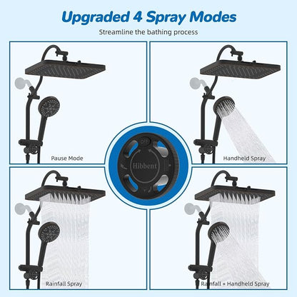 Hibbent cUPC Certified 13'' Shower Head Combo, High Pressure 5 Spray Rainfall Showerhead, 10 Spray Handheld, All Metal Easy Reach 4-way Diverter with Pause Mode, 71'' Hose & Holder, Oil-Rubbed Bronze