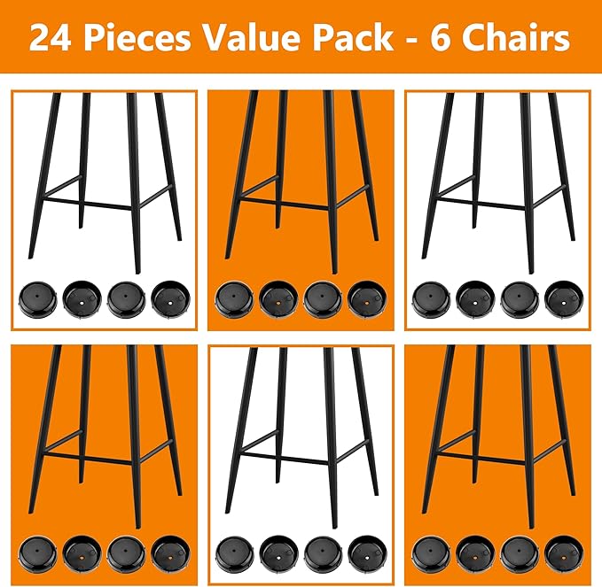 24-Pack Wrought Iron Patio Furniture Feet Caps 1-1/2 Inch Plastic Outdoor Patio