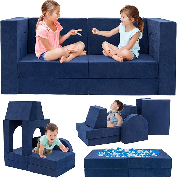 Fvkind 10 Pcs Modular Kids Play Couch, Foam Kids Play Couch