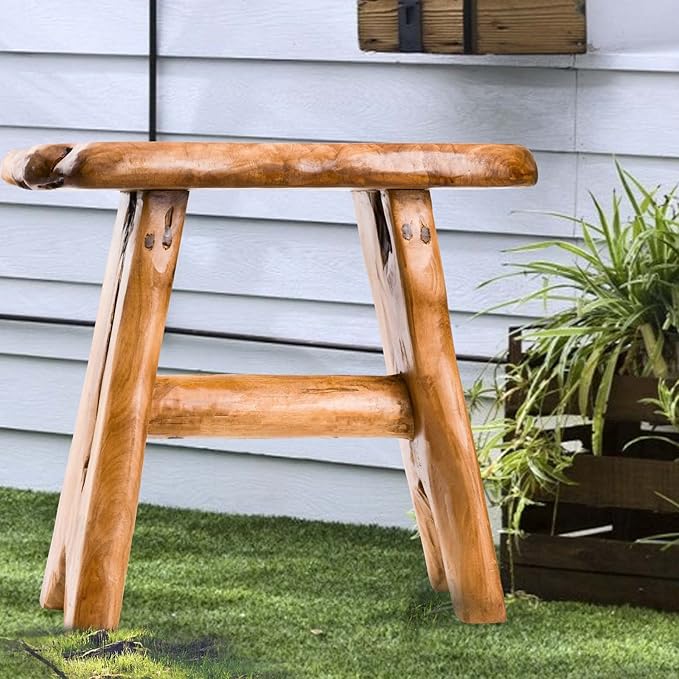 Wood Step Stool, Unique Design Live Edge Wood Stool, Freeform Natural Plant