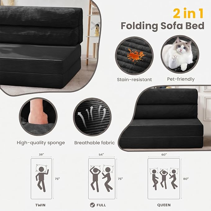 JUIKURY Folding Sofa Bed, Convertible Sleeper Chair