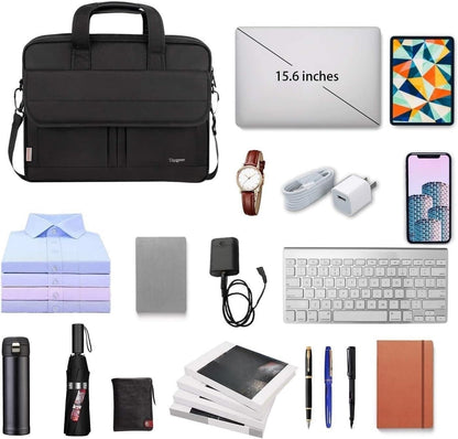 Taygeer Laptop Bag 15.6 Inch, Business Briefcase Gifts for Men Women, Water Resistant Messenger Shoulder Bag with Strap, Premium Office Bag, Carry On Laptop Case for Notebook/Computer/Laptop, Black