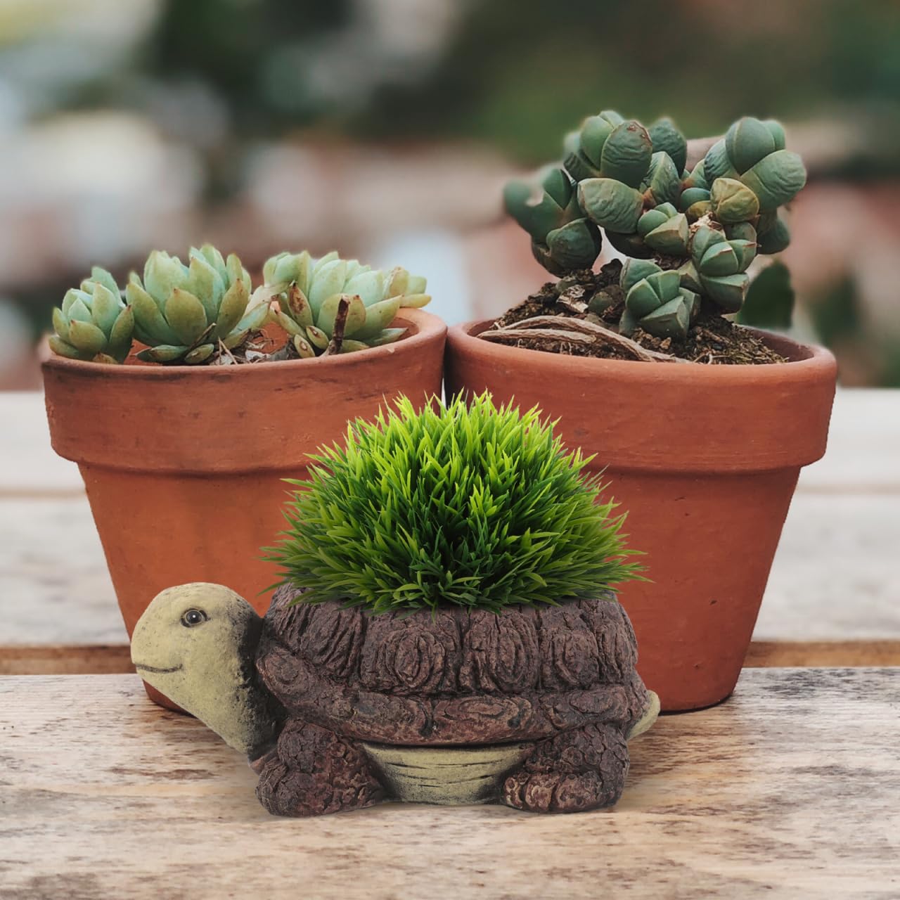 VINTORKY Turtle Shape Resin Planter Decorative Outdoor Planters for Garden Patio