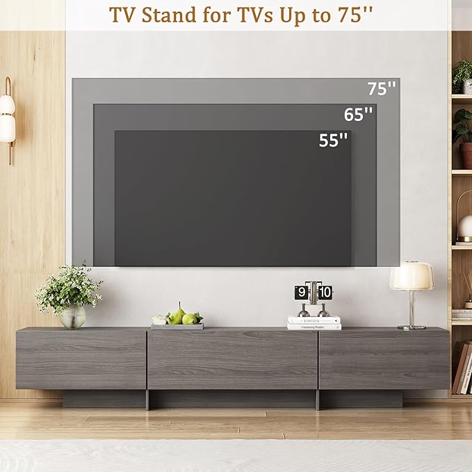Coffee Table and TV Stand Set of 2, 76.4'' Modern TV Console, Entertainment