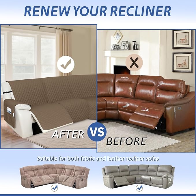 Arfntevss Recliner Sectional Couch Covers 1OO% Waterproof L Shape Sofa Cover