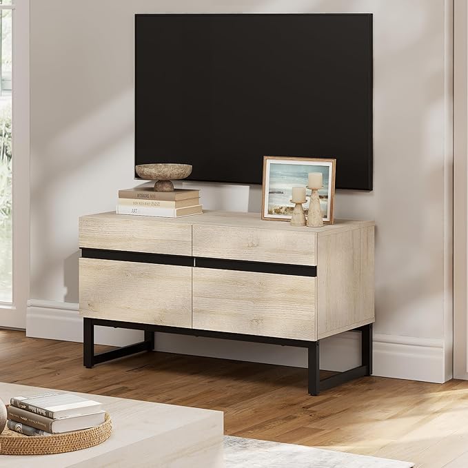 WAMPAT Modern TV Stand for 26-40 Inch TVs, Wood Entertainment Center