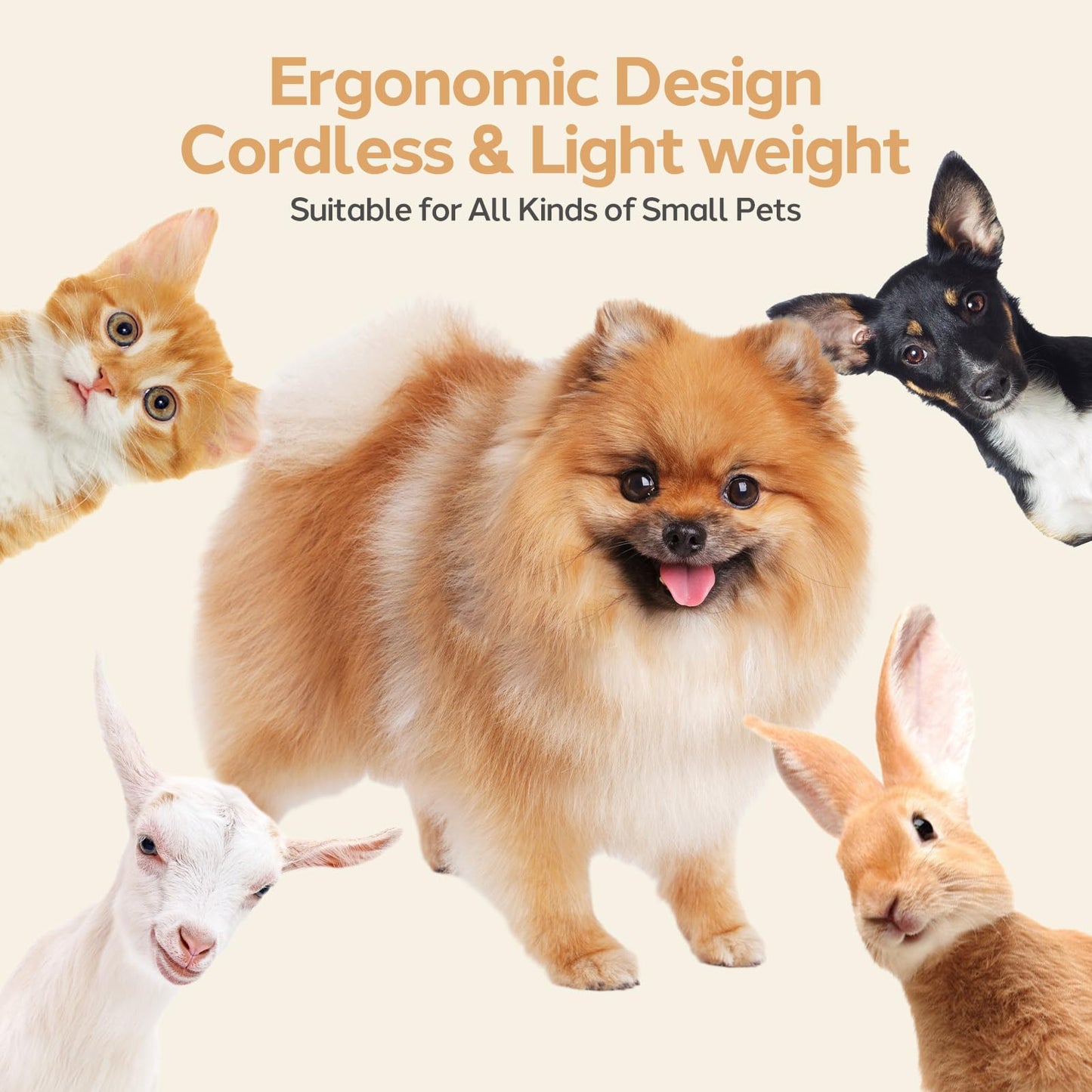 Masagotti Dogs Hair Clippers Grooming Kit with Nail Grinder, 4 in 1 Cordless Electric Trimmer Low Noise USB Pet Clippers for Dogs Cat,Grooming Paws, Eyes, Ears, Face,Matted Hair