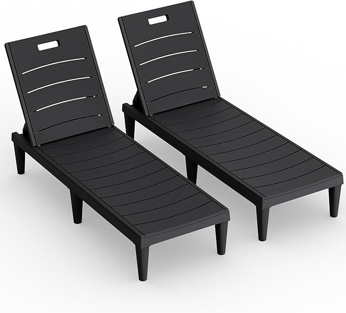 Greesum Outdoor Chaise Lounge Chair Set of 2, Waterproof 5-Position Adjustable