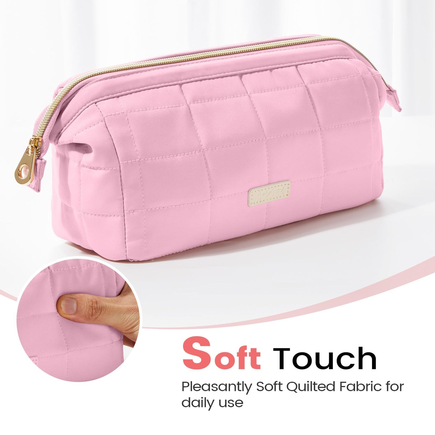 Sooez Large Pencil Case Pouch, Soft Pencil Bag with Zipper, Pen Bag Wide Opening, School Supplies Cute Pencil Case for Girls Boy Men Women, Purple