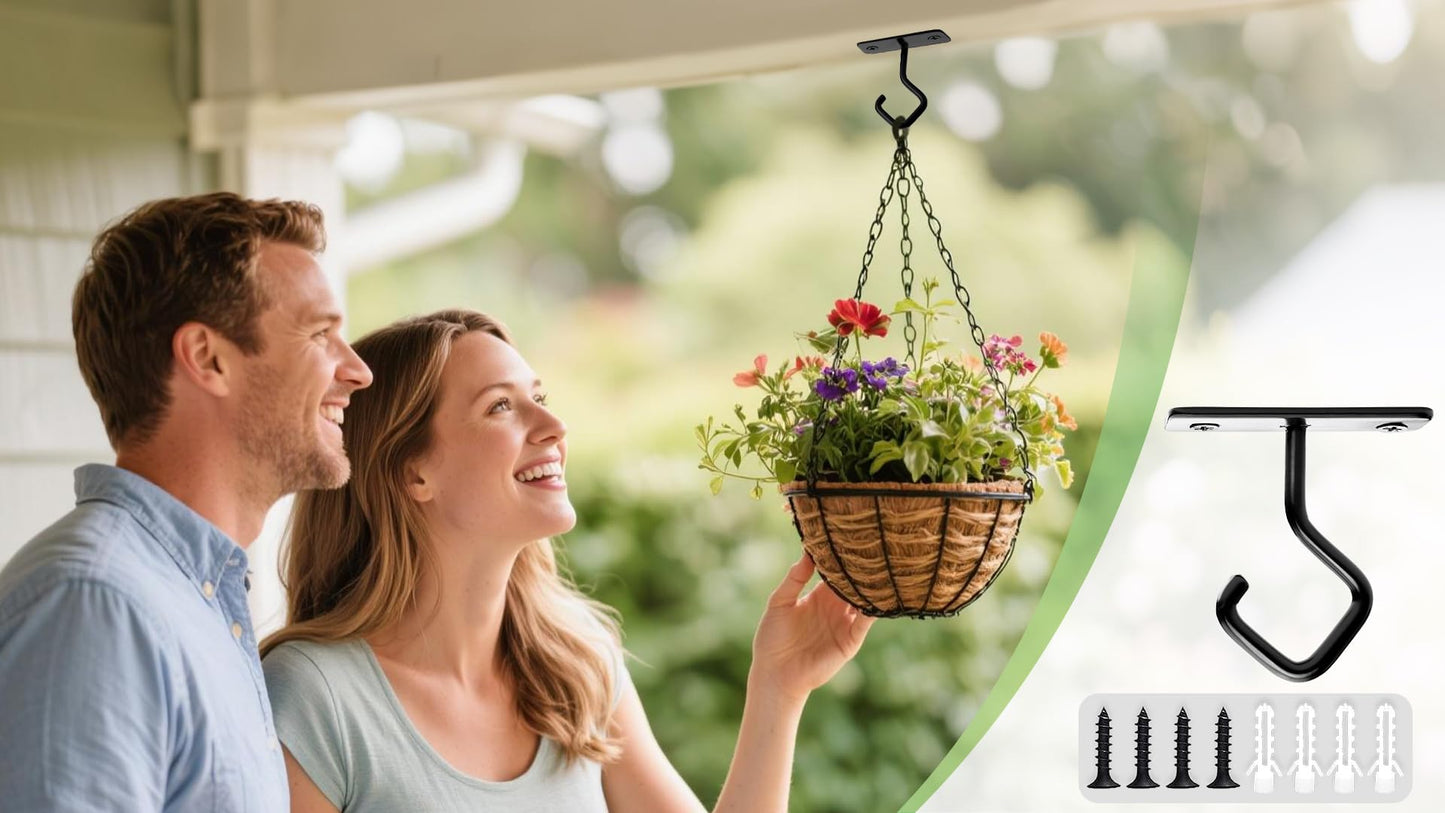 AJART Ceiling Hooks for Hanging Plants - Iron Plant Hanger for Wall Mount - 2 Pack/2.5 Inch Ceiling Hook for Indoor Use