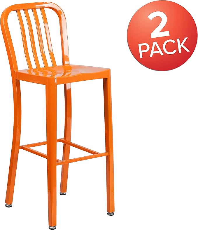Flash Furniture Gael Commercial Grade 2 Pack 30" High Orange Metal