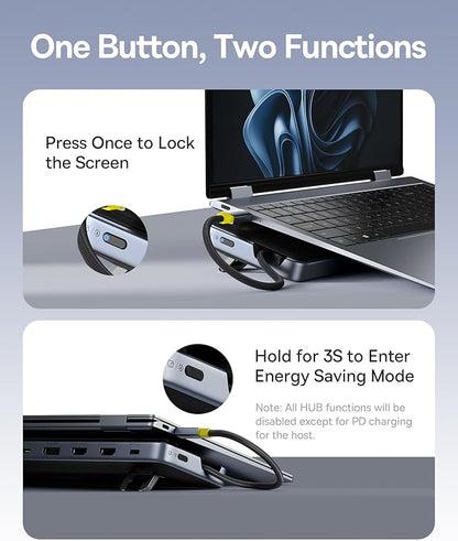 Baseus Laptop Docking Station Stand, 12 in 1 Triple 4K Display HDMI/DP, 10Gbps USB A/C Fast Data, PD 100W, Ethernet, TF/SD, USB C Docking Station with Stand for Windows/Dell/HP/Lenovo/Asus/Acer/Mac