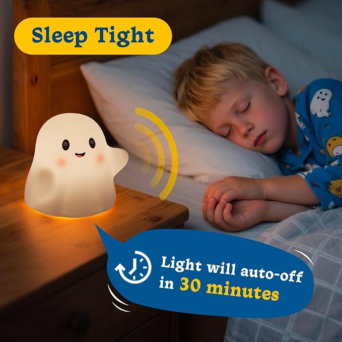Rechargeable Night Light for Kids - Silicone Lamp with Touch Sensor for Kids Room - LED Squishy Night Light for Baby Nursery with RGB Rainbow Color-Changing/30-Min Timer