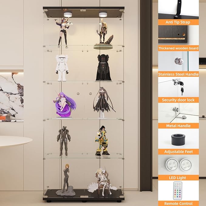 LFT HUIMEI2Y Glass Display Cabinet 5-Shelf