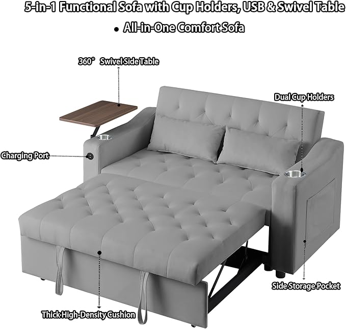 Auvsoce 53'' Convertible Sleeper Sofa Bed