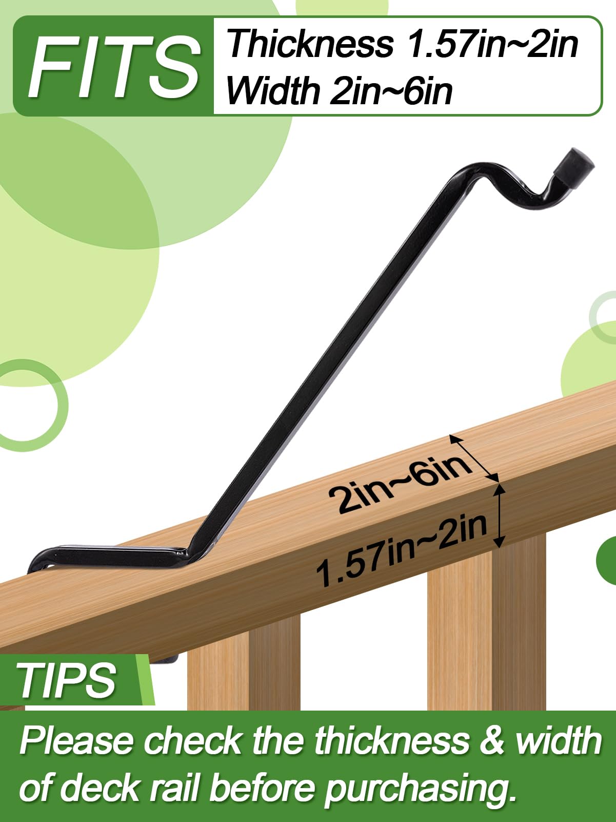 Biubee 4 Pack Deck Bird Feeder Hanger for Railing - Extended Angled Metal Deck Rail Plant Hanger for Bird Feeder Planters Lanterns Wind Chimes, Fit 2" × 4" & 2" × 6" Wooden Railings