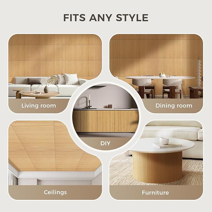 OUZUGIE 1 Pack 96x24 Inch Natural Bamboo Wall Panel – Yellow Burned Pole Wrap