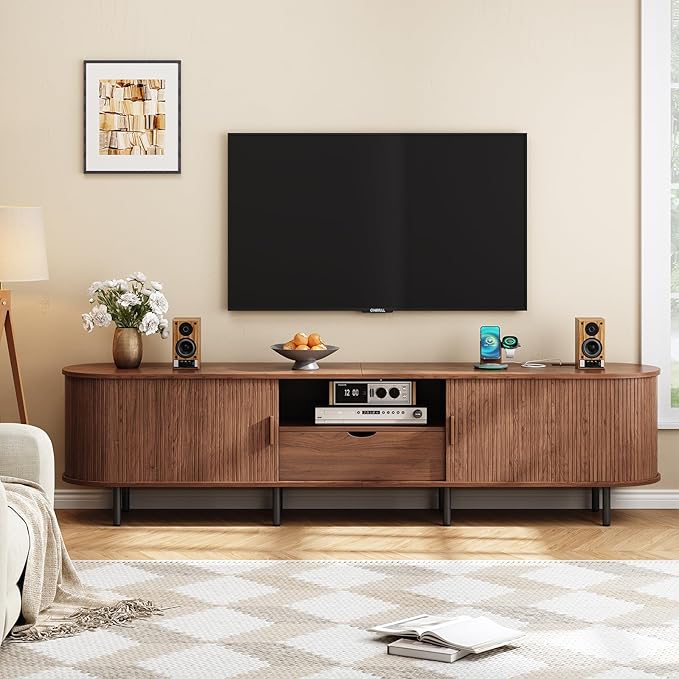 ONBRILL 86.6" TV Stand with Power Outlet
