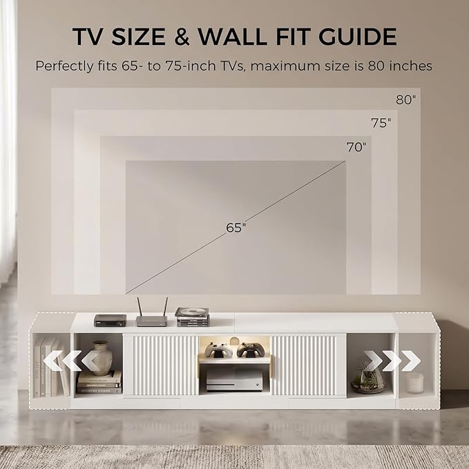 IRONCK TV Stand for 55-80 Inches TVs, Extendable Corner Entertainment Center