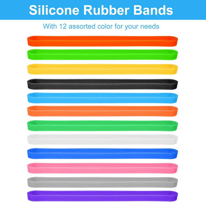 Coopay 36 Pieces Silicone Rubber Bands Colorful Elastic Rubber Wrapping Bands for Books, Art, Exercise, Crab Traps, Cooking, Wrapping, Heat, Cold, UV, Chemical Resistant (12, 8, 5.5 Inches)