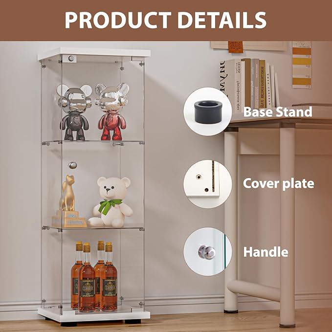 FANYUSHOW 3-Shelf Glass Display Cabinet