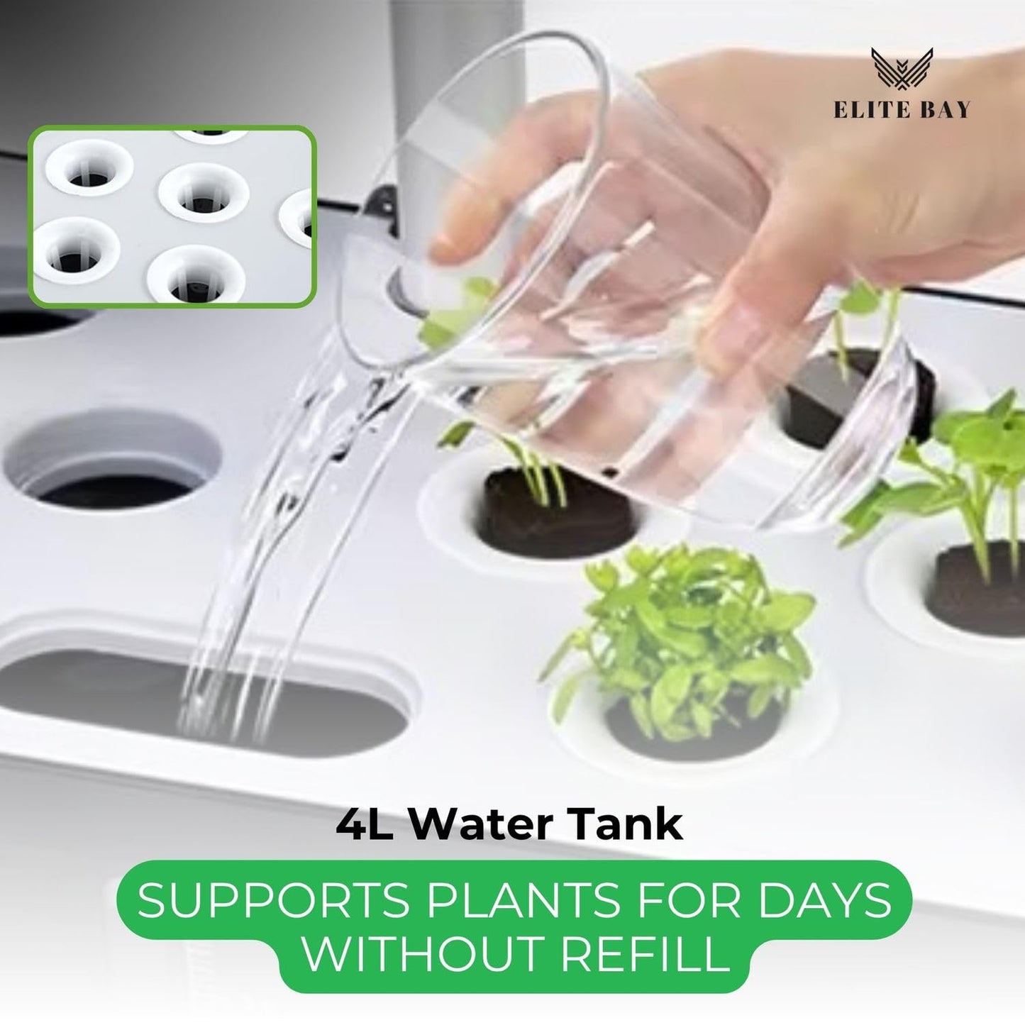 ELITE BAY-Hydroponic Growing System 12 Pods – Smart Garden with LED Display, Full-Spectrum Grow Light & 4L Water Tank | AU/US Plug | Soil-Free Planter Kit | Black |for Home, Office & Kitchen.
