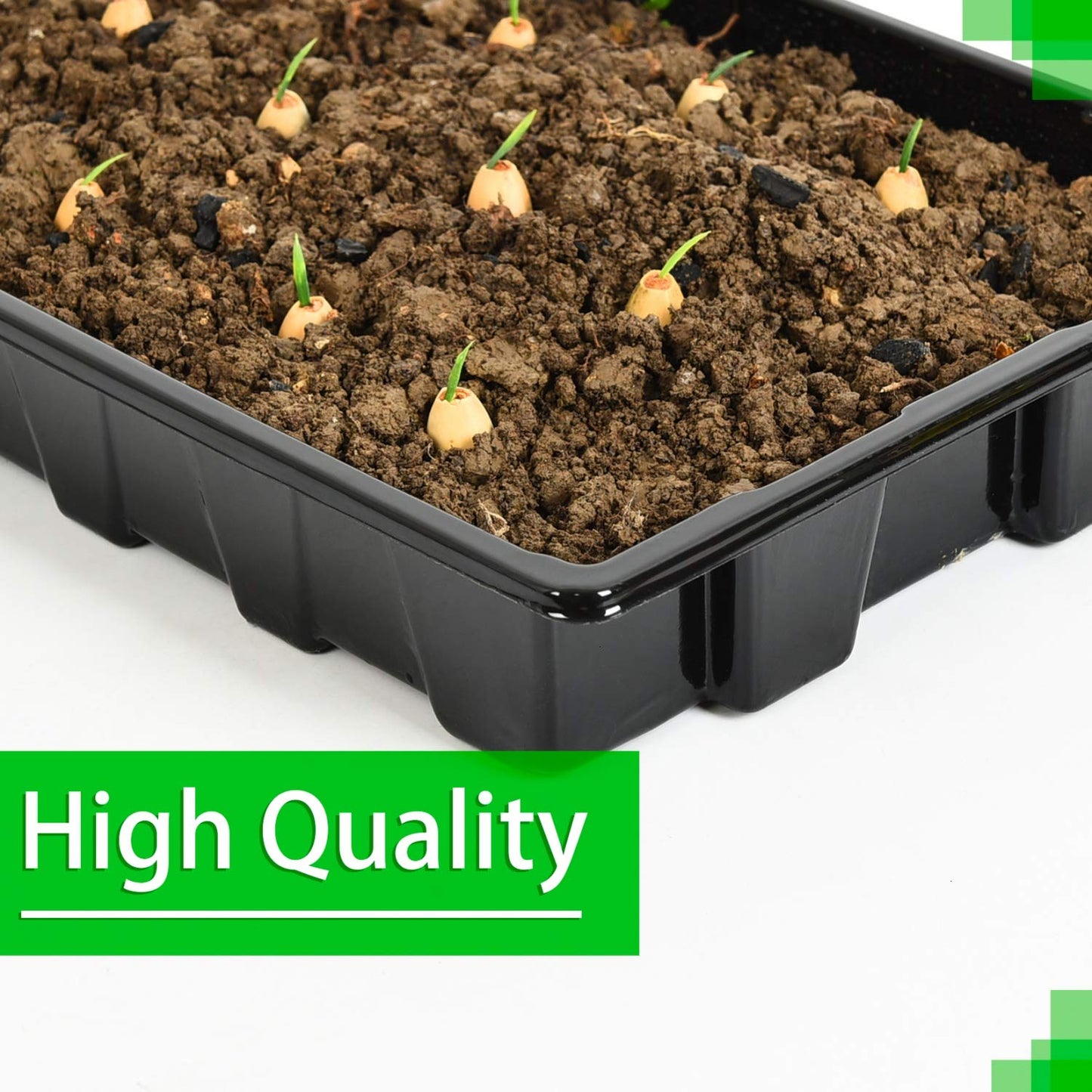 YoleShy 10 Pack Seed Starter Tray Reusable Plastic Plant Seedling Starter Trays Thickened Sturdy Durable for Germination Growing Microgreens Planting Propagation, Without Drain Holes, 14.5"x9"