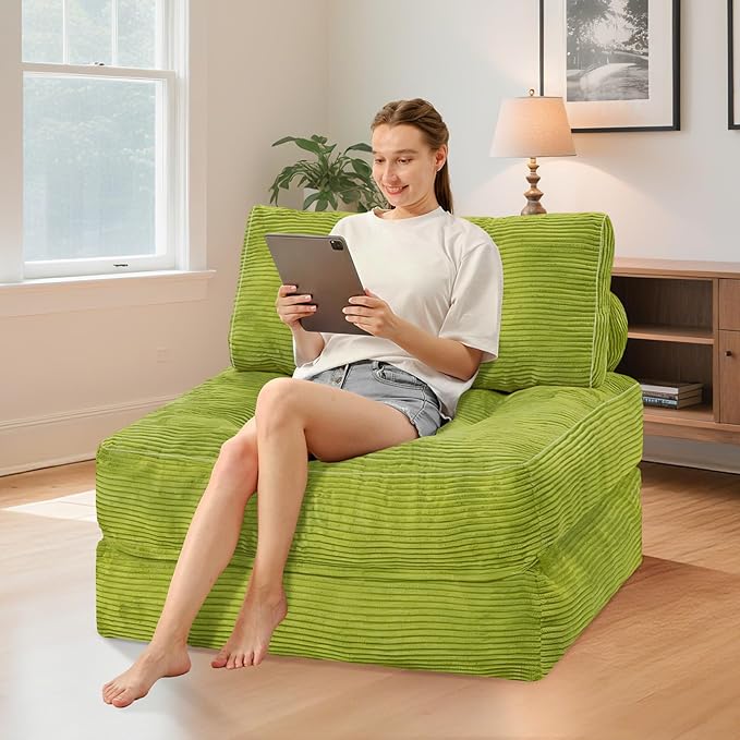 HABUTWAY Folding Sofa Bed, Convertible Sleeper Chair Bed w/Dual-Pillow & Handle