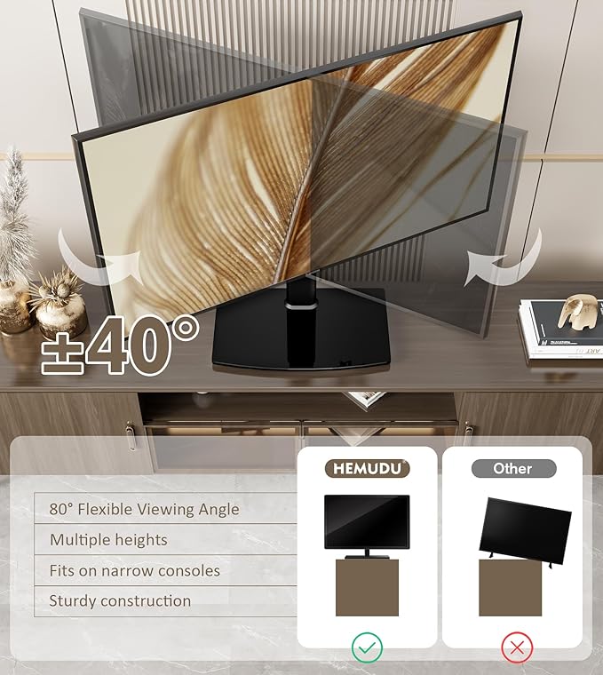 Universal Swivel/Table Top TV Stand 27 to 60 inch TVs 80 Degree Swivel