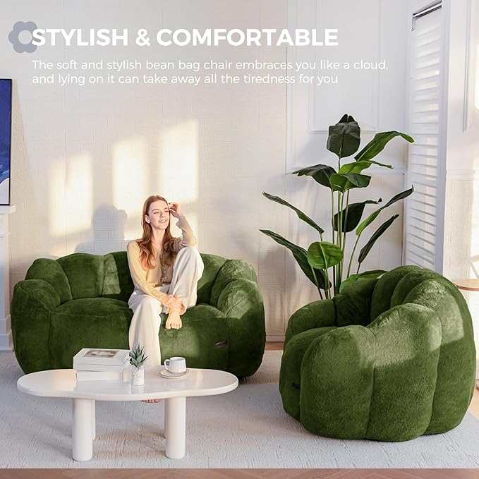 MAXYOYO Bean Bag Chair for Adults, Loveseat Floral Shaped Bean Bag Sofa