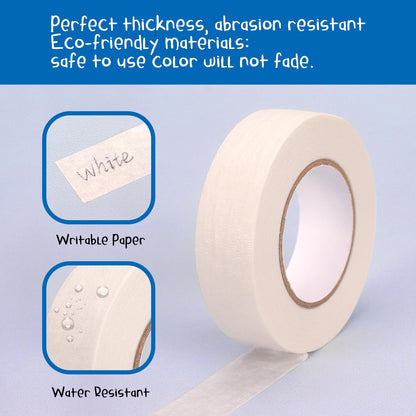 White Masking Tape 8 Rolls, 0.7 Inch x 20 Yards, Premium Quality, Multi-Purpose, Painters Tape for Home, Office & DIY Projects
