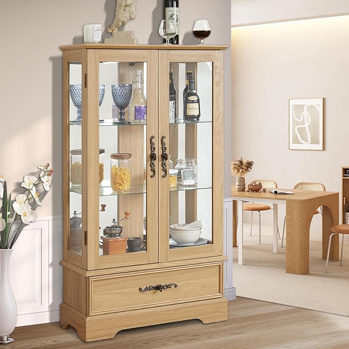 Lighted Glass Curio Display Cabinet