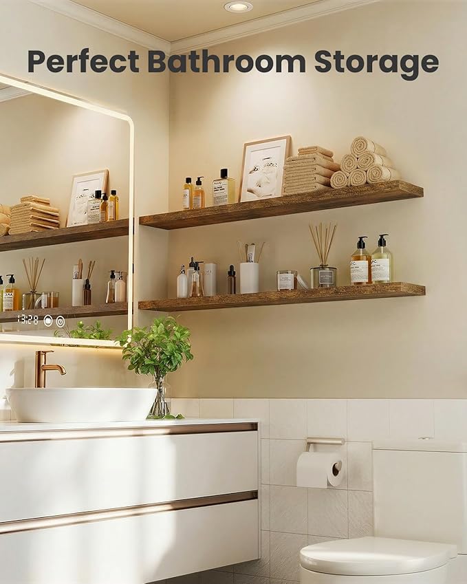 AMADA HOMEFURNISHING 35.4" L Floating Shelves, Wall Shelves Set of 3