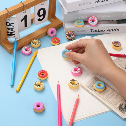 Donut Erasers, 100 Pieces 3D Cute Food Mini Erasers, 3D Donut Erasers Bulk, Novelty Pencil Erasers for Candy Party Favor Gift Filling and Art Supplies