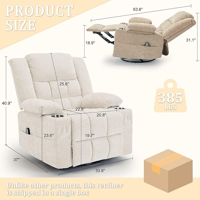 Korser 360° Swivel Rocker Recliner
