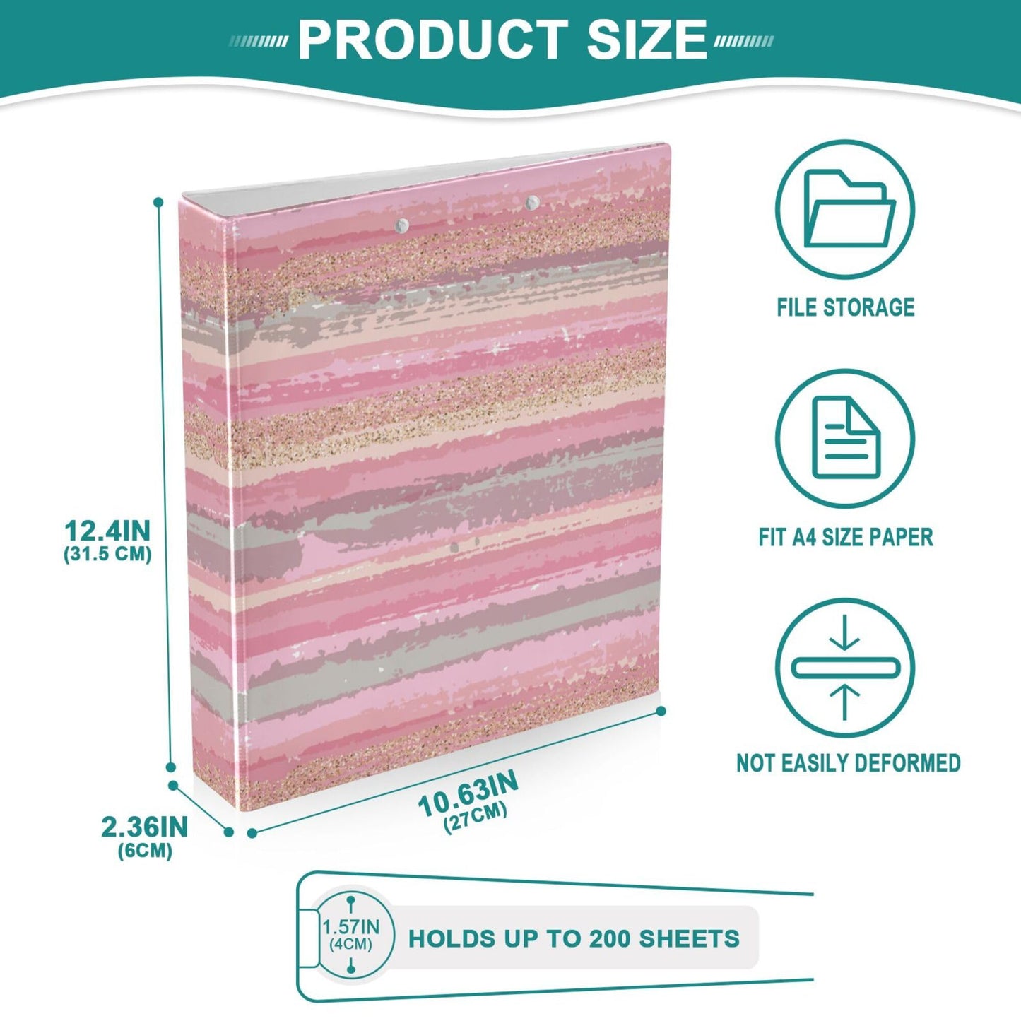 Pink Round Ring Binders 1.5 Inch Marble Tie Dye 3 Ring Clipboard Binder for Office School Work Supplies File Folder Document 200 Sheet Capacity Easy Open
