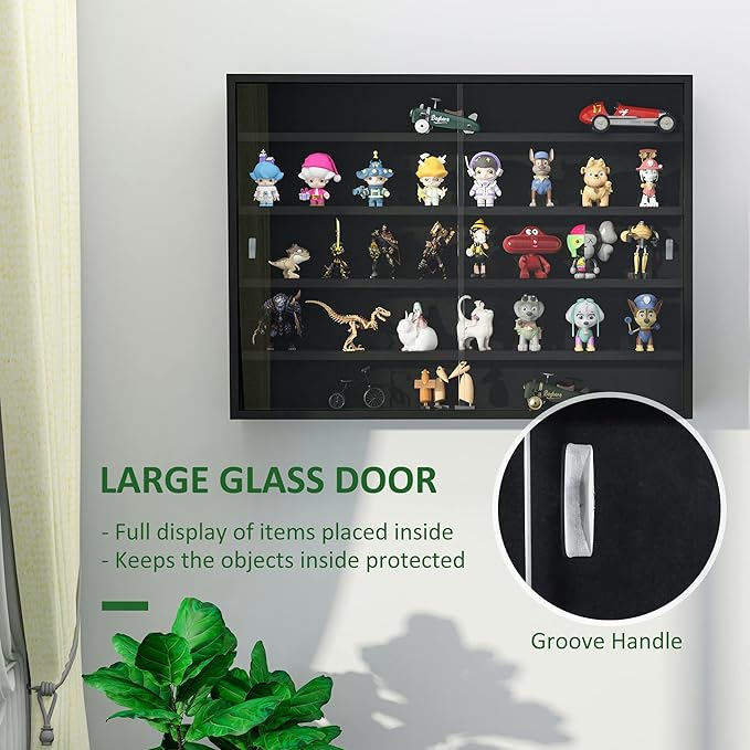 HOMCOM 5-Tier Display Cabinet, Glass Door Cabinet