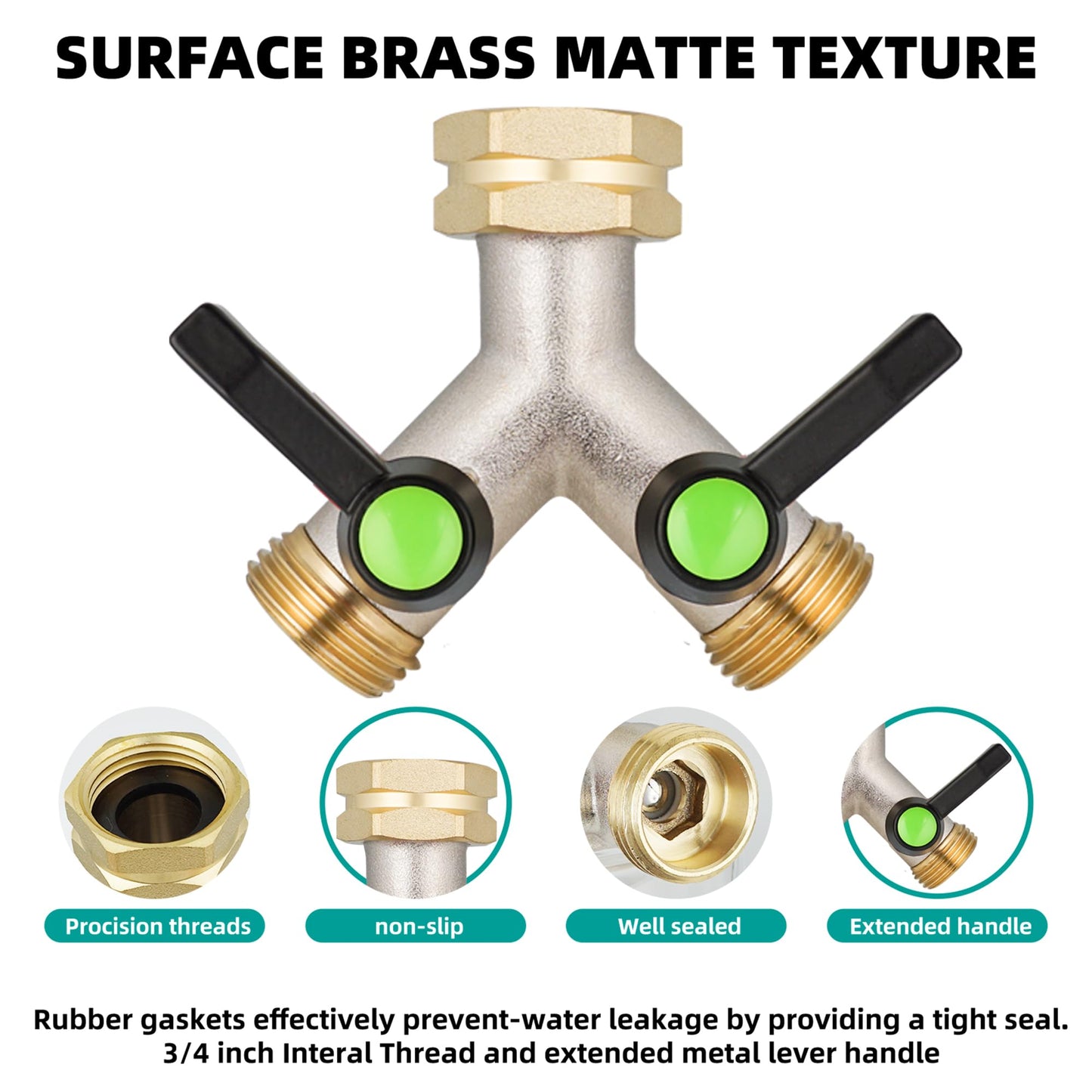 DINGBAI Hose Splitter,Garden Hose Splitter 2 Way,Y Adapter for Water Hose, Faucet Splitter, 2 Way Heavy Duty Brass Splitter，Outdoor Faucet Splitter,with Long Handle.