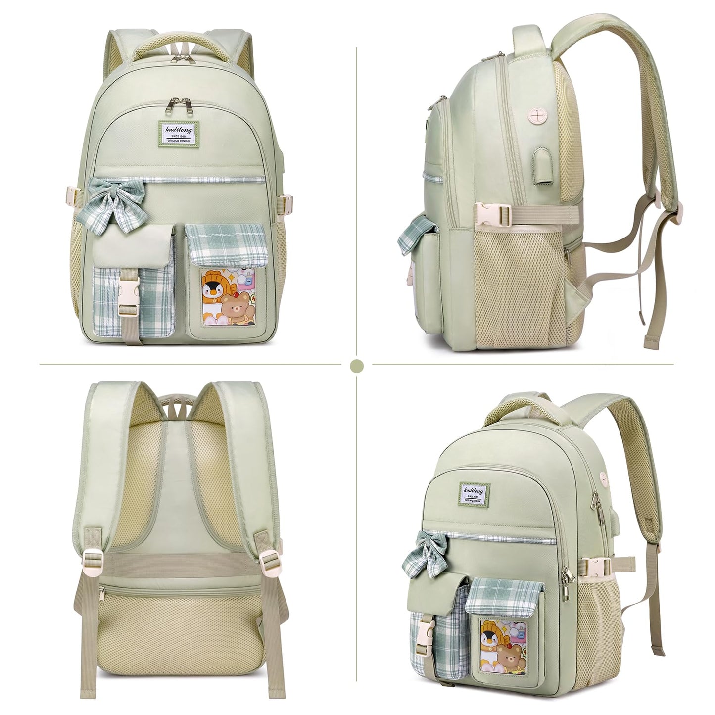 kadilong School Backpack for Girls,Kids Bookbag for Middle High School,Laptop Backpack Women Mochila para Niñas
